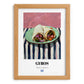 Gyros – on Striped Tablecloth, Greek Food Painting, set in oak frame