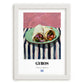 Gyros – on Striped Tablecloth, Greek Food Painting, placed in minimal white frame