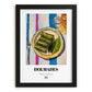 Dolmades – on Striped Tablecloth, Greek Food Illustration, in sleek black frame