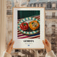 Gemista – on Striped Tablecloth, Greek Food Painting, styled in a charming Paris street view
