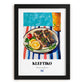 Kleftiko – Colorful Oil Painting, Greek Food Painting, in sleek black frame