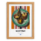 Kleftiko – on Striped Tablecloth, Greek Food Illustration, set in oak frame