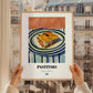 Pastitsio – on Striped Tablecloth, Greek Pasta Wall Art, styled in a charming Paris street view