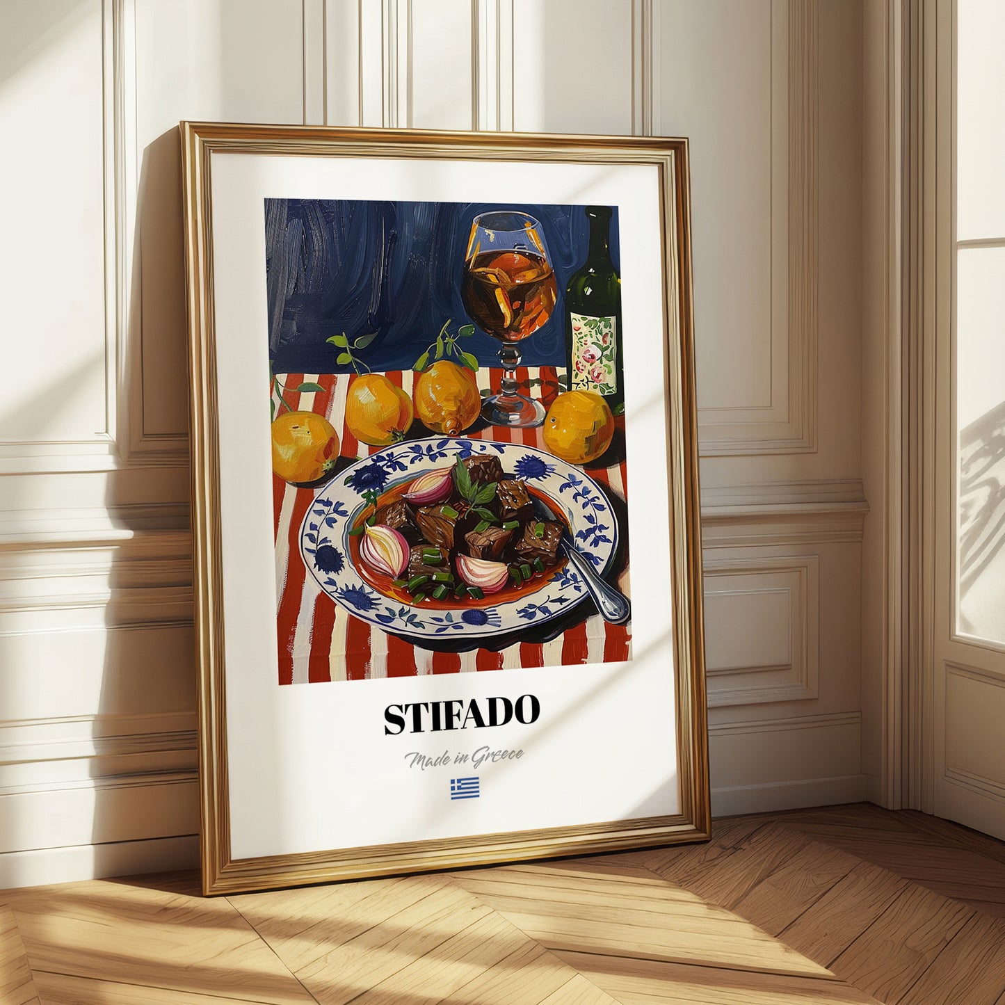 Stifado – Colorful Oil Painting, Greek Food Art