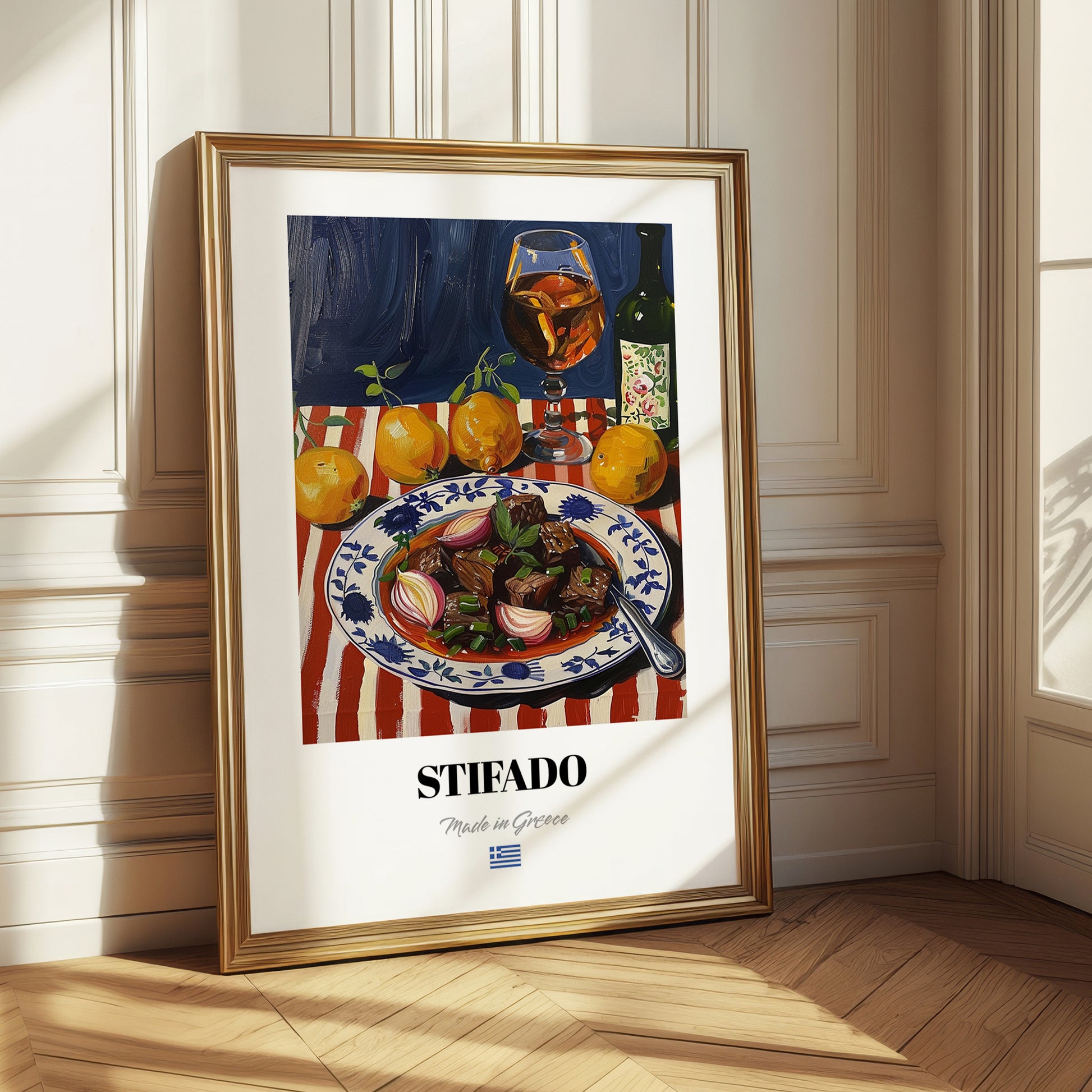 Stifado – Colorful Oil Painting, Greek Food Art