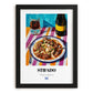 Stifado – Art, Greek Food Painting, in sleek black frame