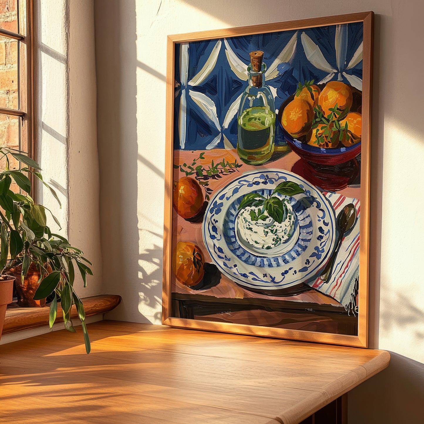 Tzatziki – Colorful Oil Painting, Greek Food Wall Art, clean layout with no caption