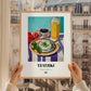 Tzatziki – Colorful Oil Painting, Greek Food Still Life, styled in a charming Paris street view