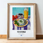 Tzatziki – Colorful Oil Painting, Greek Food Still Life, in wooden frame leaning on the floor