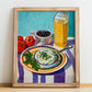 Tzatziki – Colorful Oil Painting, Greek Food Still Life, no-text version framed in wood