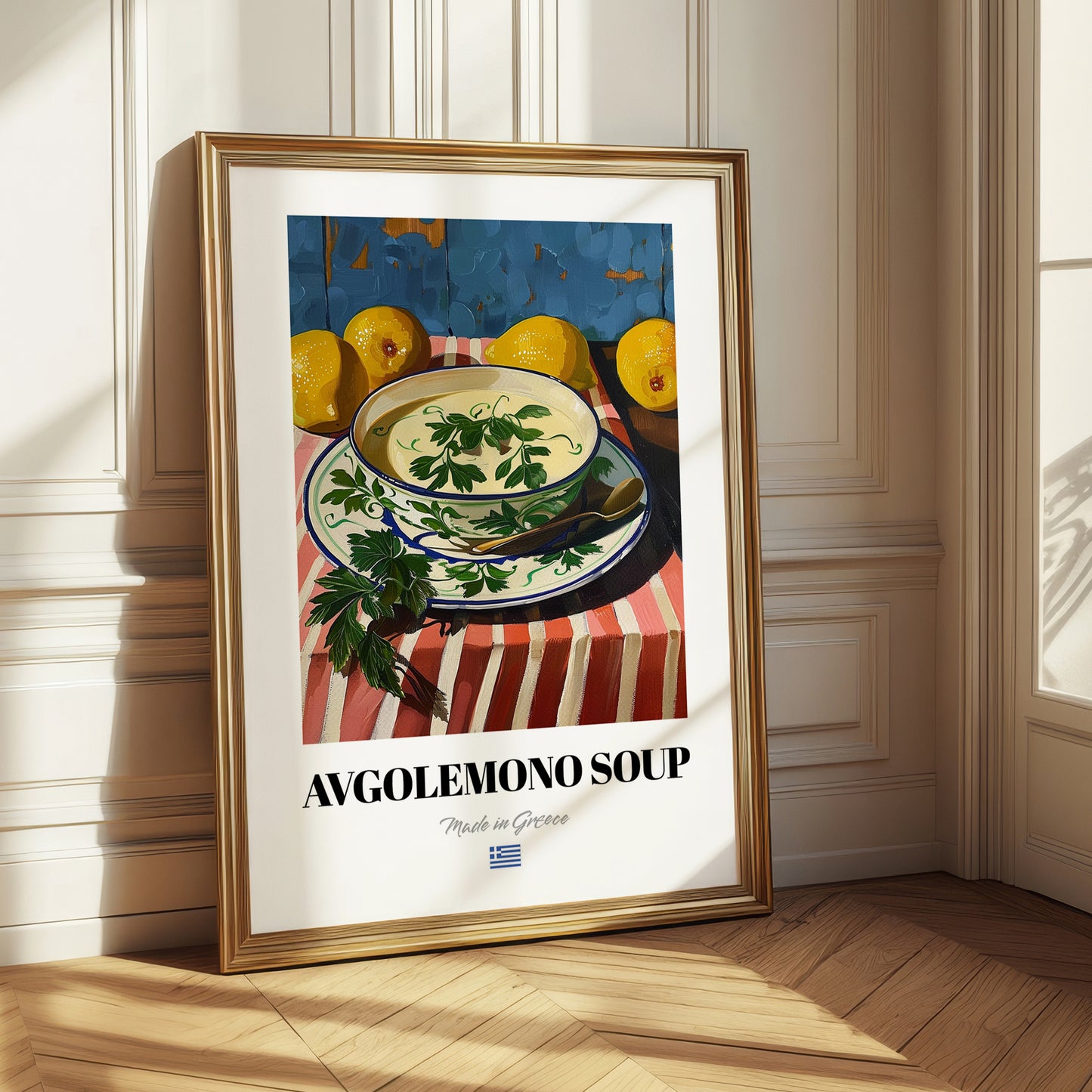 Avgolemono Soup – Oil Painting, Greek Food Still Life