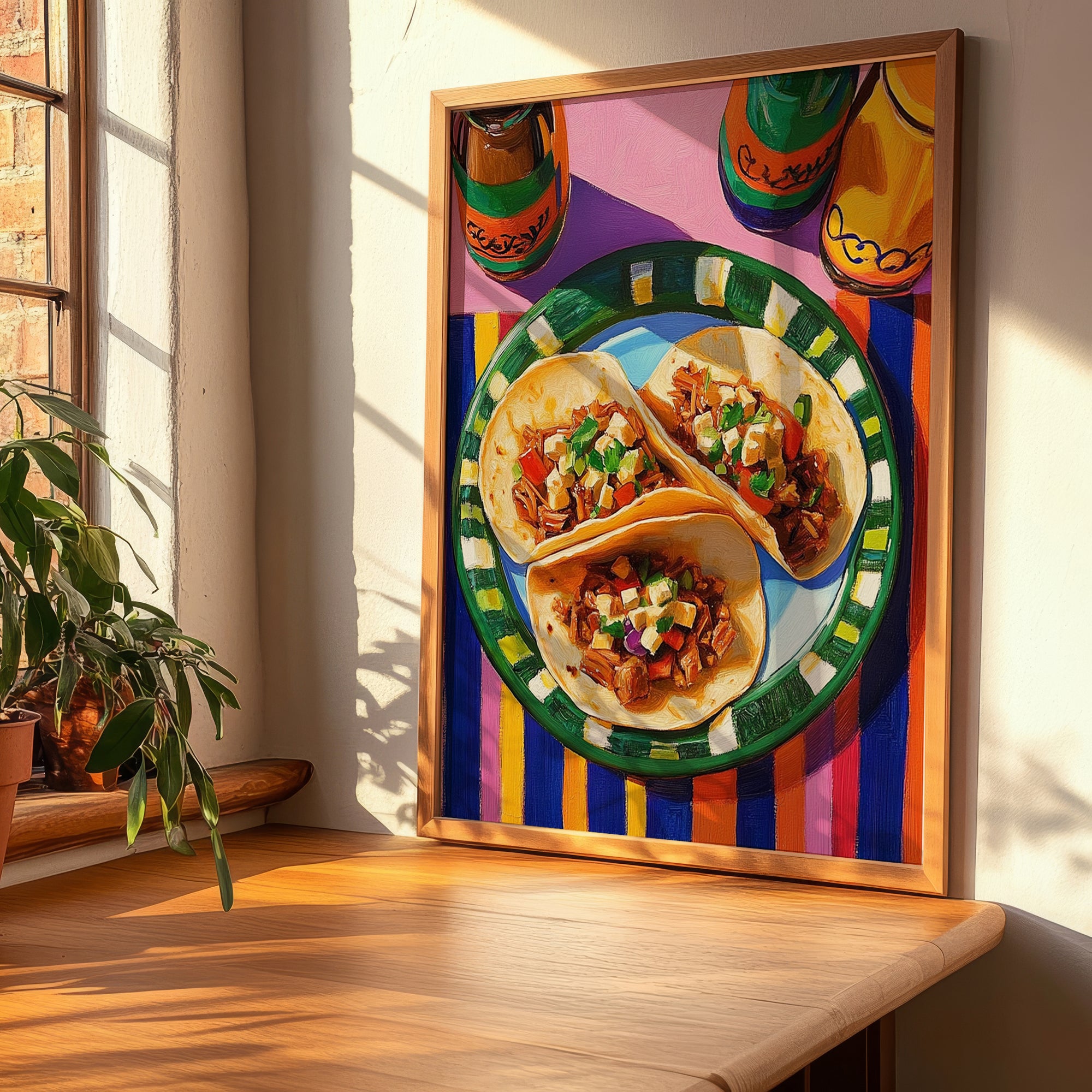 Tacos al Pastor – Oil Painting, Mexican Food Wall Painting, clean layout with no caption