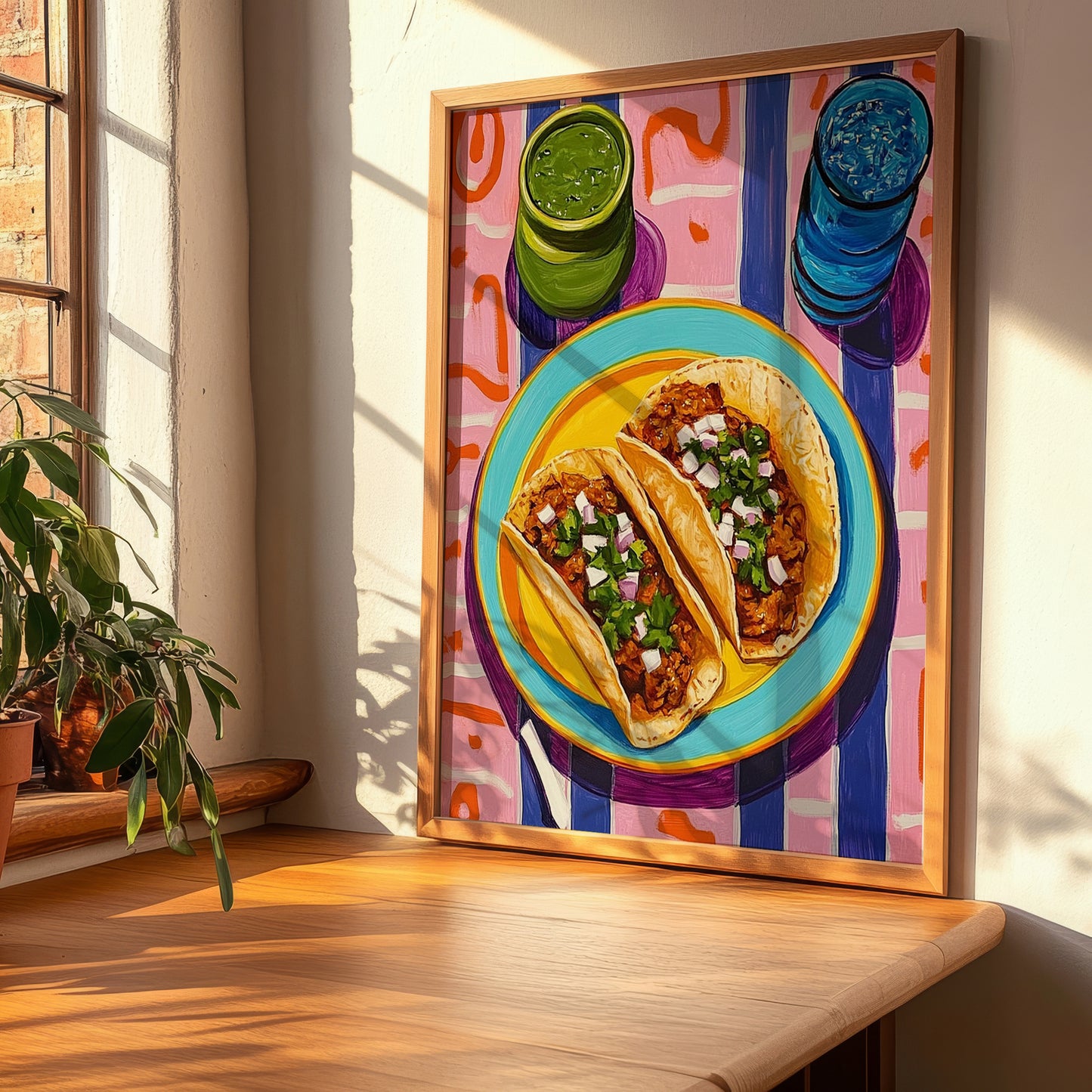 Birria – Colorful Oil Painting, Mexican Food Wall Decor, clean layout with no caption