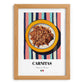 Carnitas – on Striped Tablecloth, Mexican Food Illustration, set in oak frame