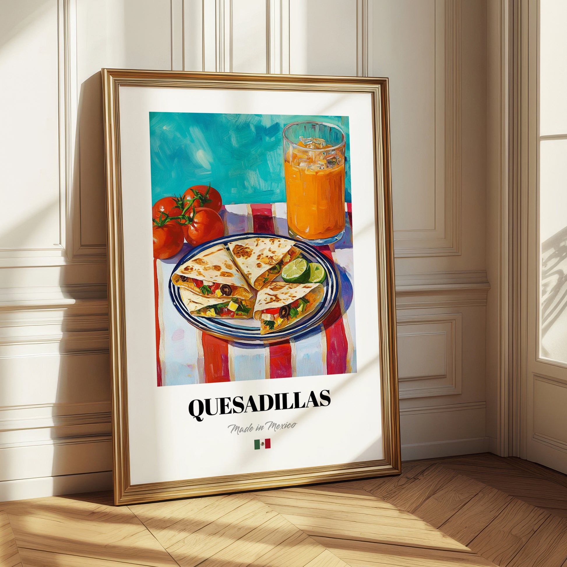 Quesadillas – Colorful Oil Painting, Mexican Cheese Painting 