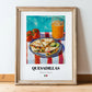 Quesadillas – Colorful Oil Painting, Mexican Cheese Painting, in wooden frame leaning on the floor