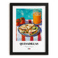 Quesadillas – Colorful Oil Painting, Mexican Cheese Painting, in sleek black frame