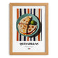 Quesadillas – on Striped Tablecloth, Mexican Cheese Wall Art, set in oak frame
