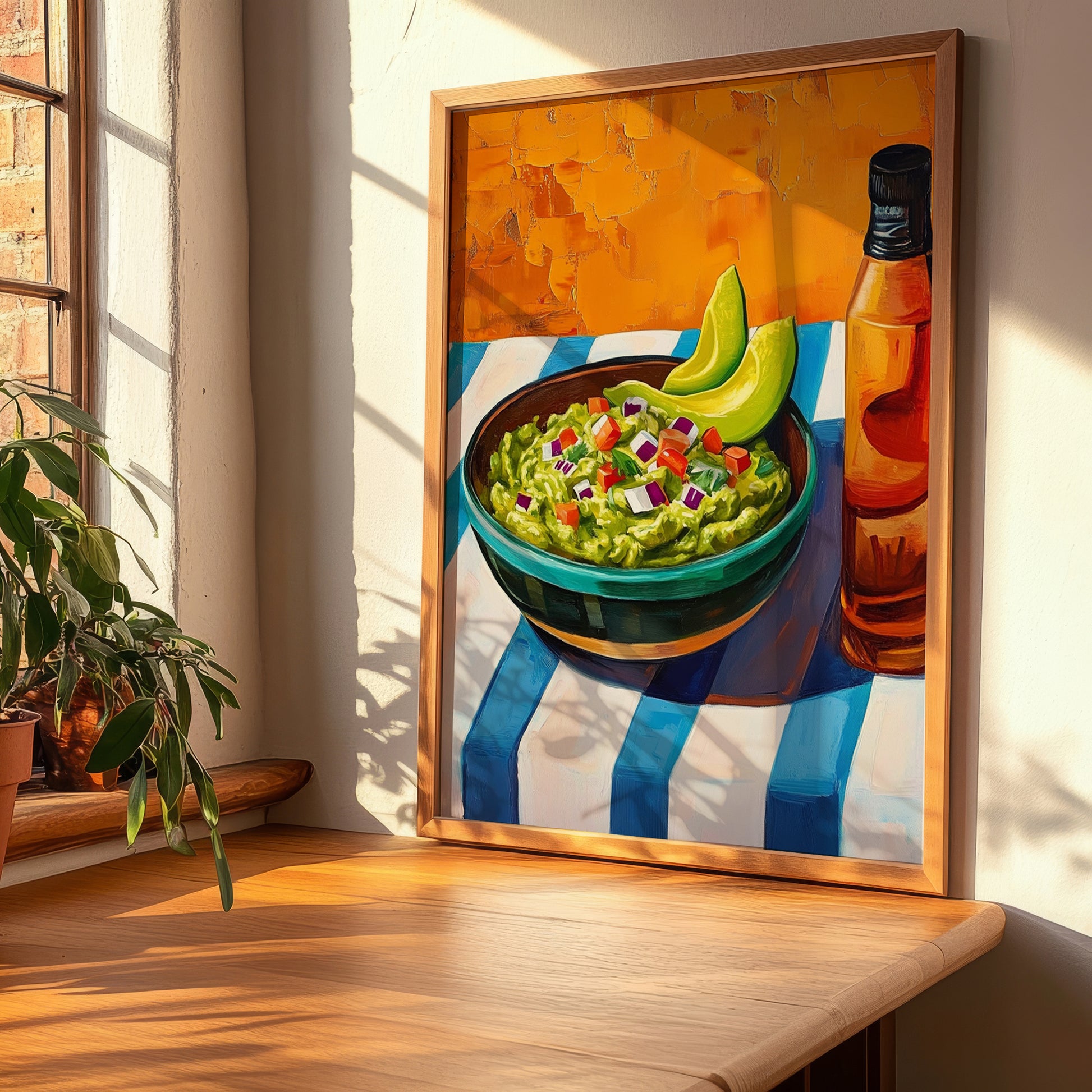 Guacamole – Colorful Oil Painting, Mexican Food Illustration, clean layout with no caption