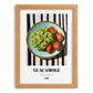 Guacamole – on Striped Tablecloth, Mexican Food Poster, set in oak frame