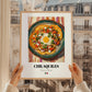 Chilaquiles – on Striped Tablecloth, Mexican Food Painting, styled in a charming Paris street view