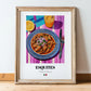 Esquites – Colorful Oil Painting, Mexican Food Wall Art, in wooden frame leaning on the floor