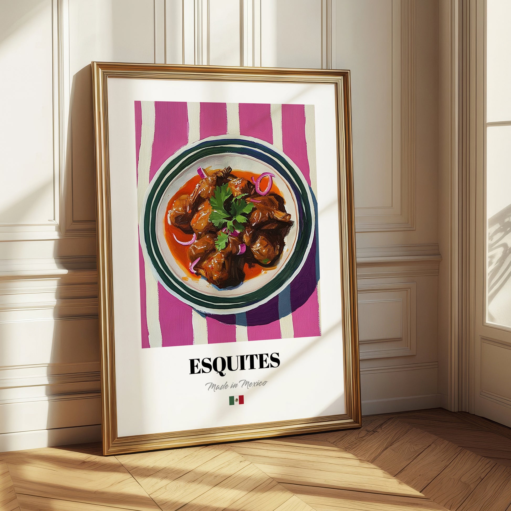 Esquites – on Striped Tablecloth, Mexican Food Print