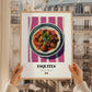 Esquites – on Striped Tablecloth, Mexican Food Print, styled in a charming Paris street view