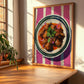 Esquites – on Striped Tablecloth, Mexican Food Print, clean layout with no caption