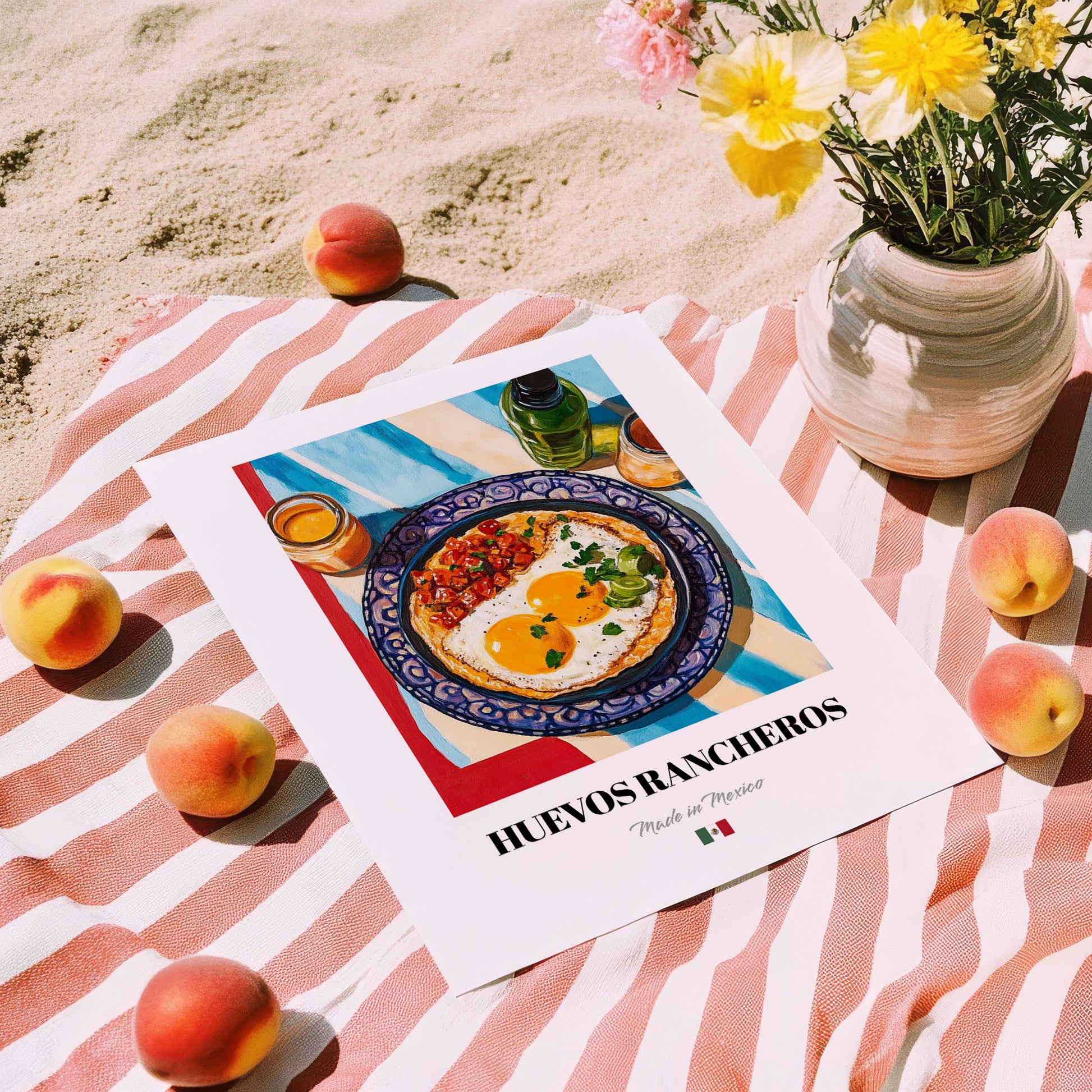 Huevos Rancheros – Art, Mexican Food Wall Painting, unframed on coastal sand