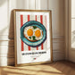 Huevos Rancheros – on Striped Tablecloth, Mexican Food Illustration