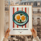 Huevos Rancheros – on Striped Tablecloth, Mexican Food Illustration, styled in a charming Paris street view