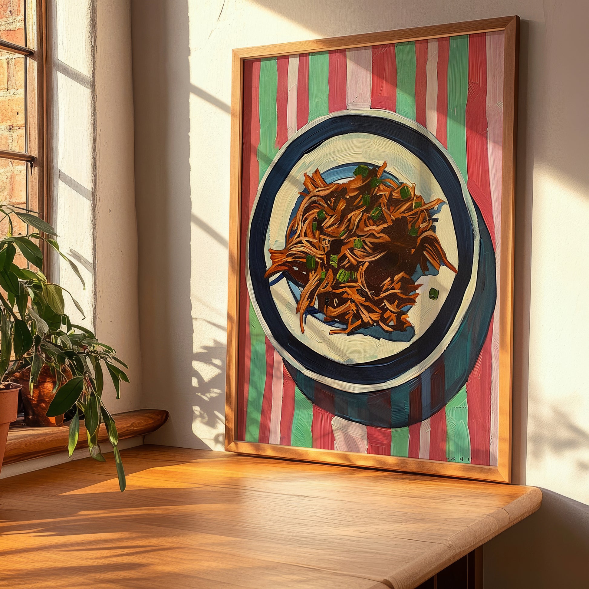 Barbacoa – on Striped Tablecloth, Mexican Bbq Poster, clean layout with no caption
