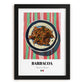 Barbacoa – on Striped Tablecloth, Mexican Bbq Poster, in sleek black frame