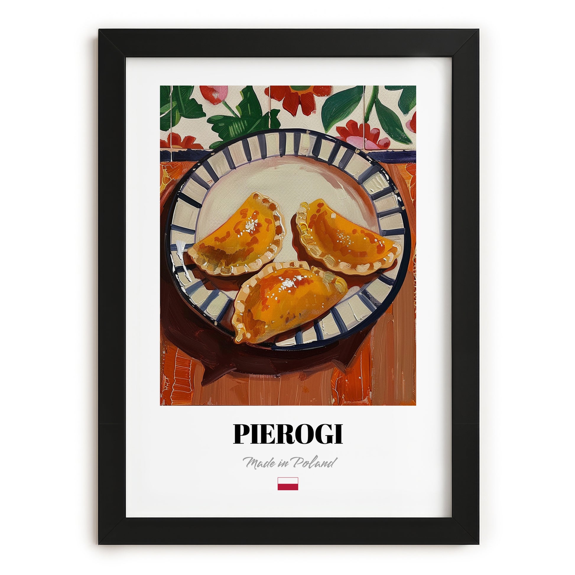 Pierogi – Art, Polish Pastry Poster, in sleek black frame