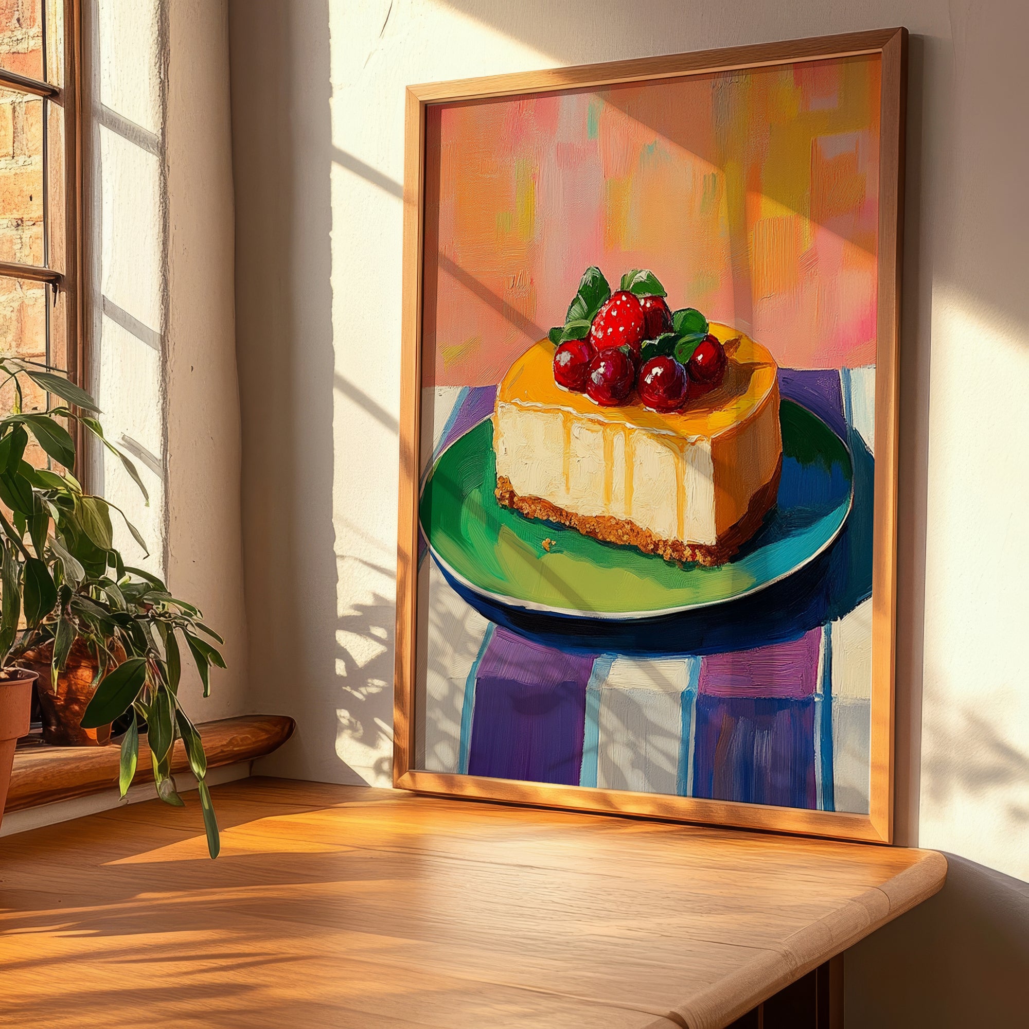 Sernik – Colorful Oil Painting, Polish Dessert Illustration, clean layout with no caption