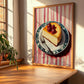 Sernik – on Striped Tablecloth, Polish Dessert Art, clean layout with no caption