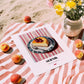 Sernik – on Striped Tablecloth, Polish Dessert Art, unframed on coastal sand