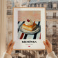 Kremówka (Napoleonka) – on Striped Tablecloth, Polish Dessert Painting, styled in a charming Paris street view