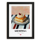 Kremówka (Napoleonka) – on Striped Tablecloth, Polish Dessert Painting, in sleek black frame