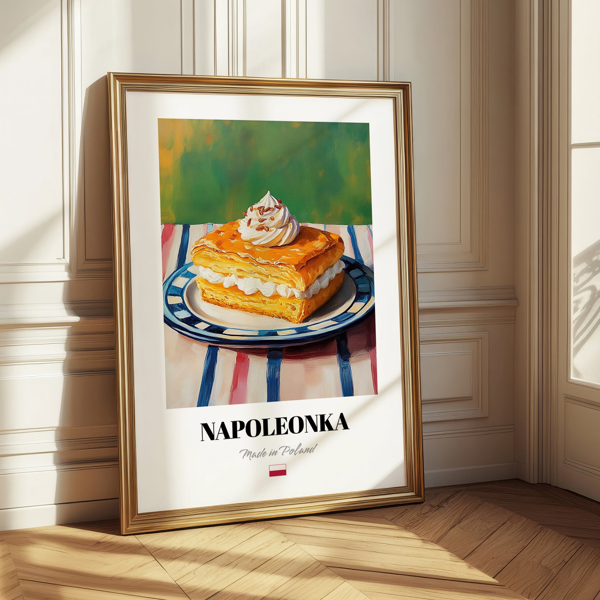 Kremówka (Napoleonka) – Oil Painting, Polish Dessert Wall Poster 