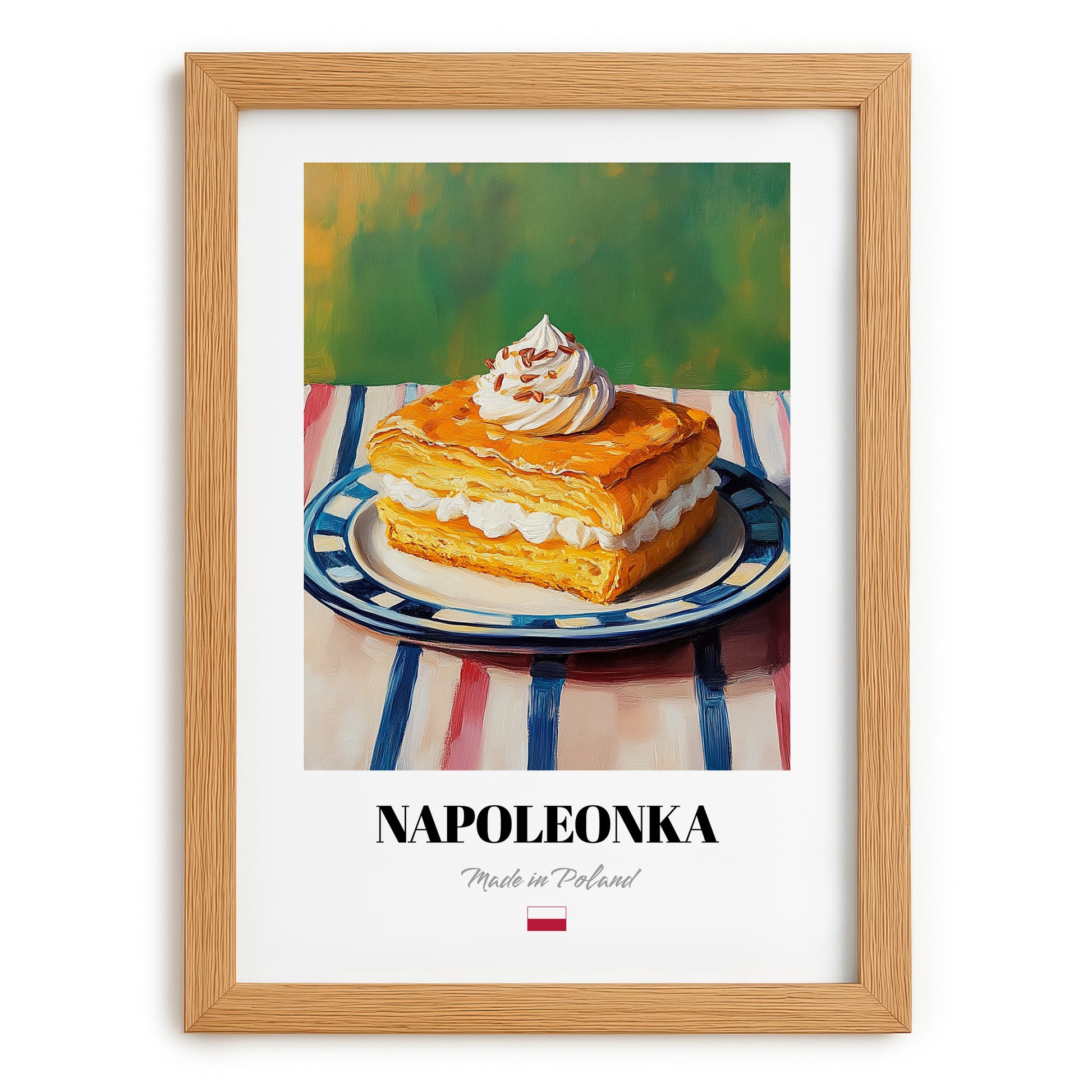 Kremówka (Napoleonka) – Oil Painting, Polish Dessert Wall Poster, set in oak frame