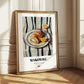 Makowiec – on Striped Tablecloth, Polish Dessert Print 
