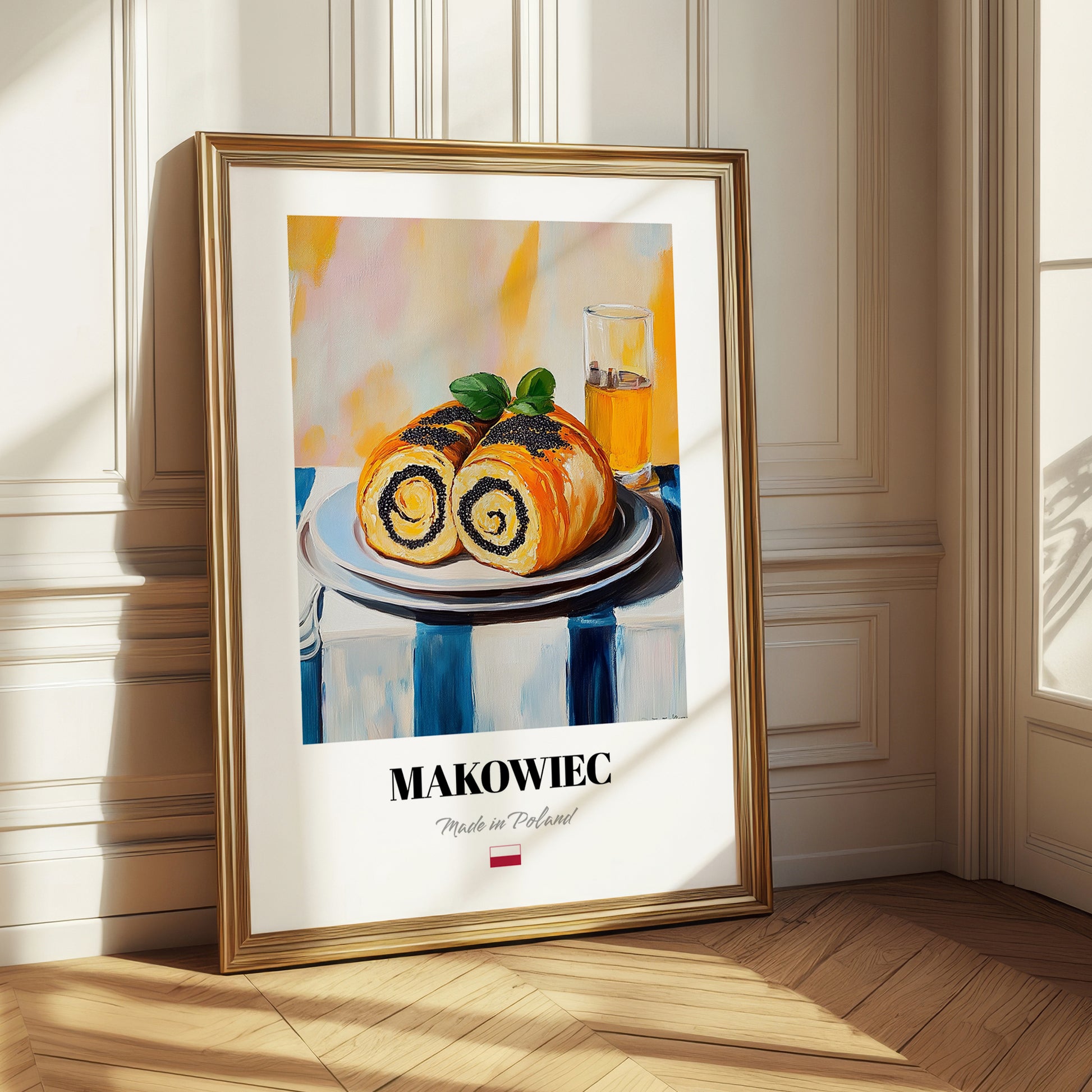Makowiec – Oil Painting, Polish Dessert Wall Decor 