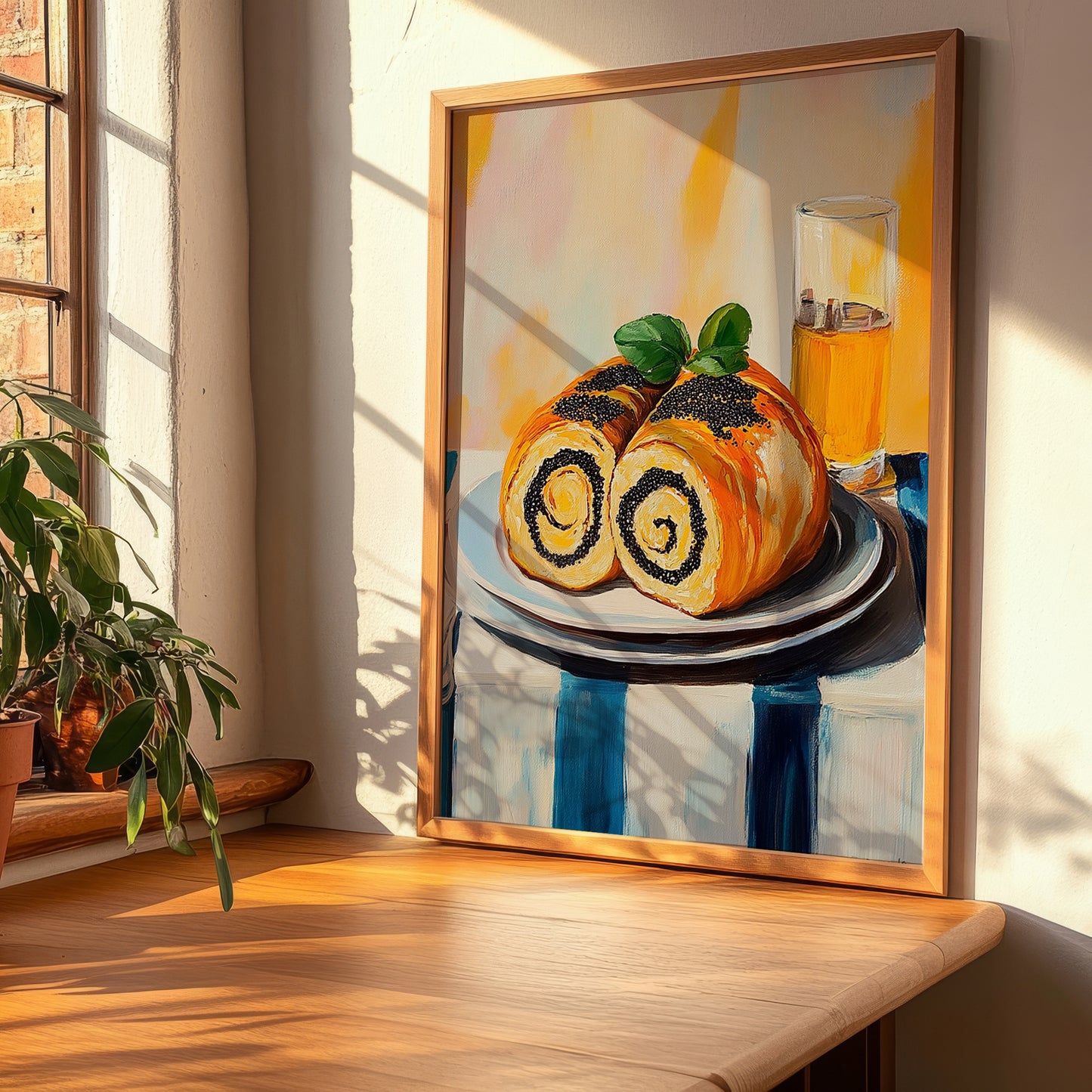 Makowiec – Oil Painting, Polish Dessert Wall Decor, clean layout with no caption