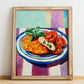 Kotlet Schabowy – Colorful Oil Painting, Polish Food Wall Decor, no-text version framed in wood