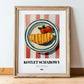 Kotlet Schabowy – on Striped Tablecloth, Polish Food Painting, in wooden frame leaning on the floor