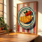 Kotlet Schabowy – on Striped Tablecloth, Polish Food Painting, clean layout with no caption