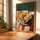 Żurek – on Striped Tablecloth, Polish Food Illustration, clean layout with no caption