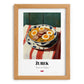 Żurek – on Striped Tablecloth, Polish Food Illustration, set in oak frame